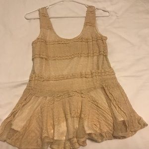 Peplum cream lace tank top